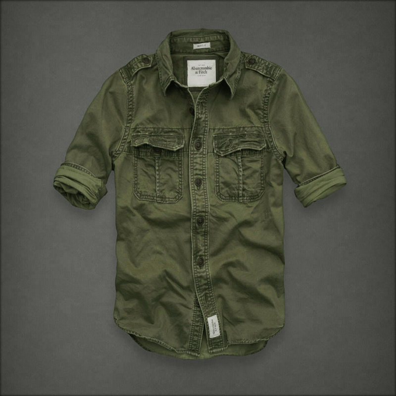 Abercrombie Fitch Hombres Lavado Algodón Camisa AF7048
